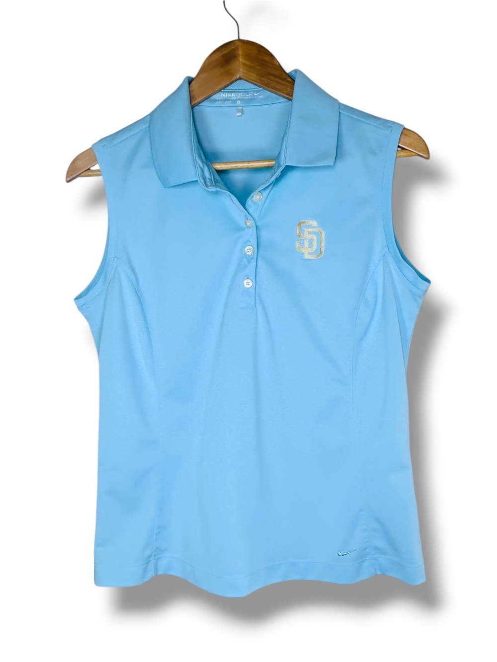 4/$20 Nike Golf Dri-FIT San Diego Padres Sleeveless Polo Top Blue Large - Picture 2 of 5